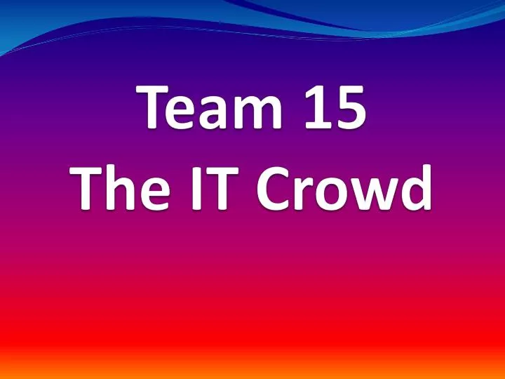 team 15 the it crowd