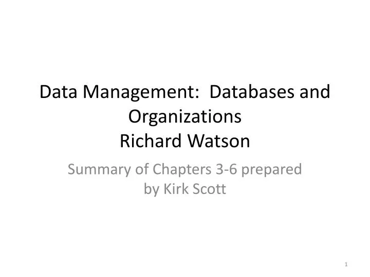 data management databases and organizations richard watson