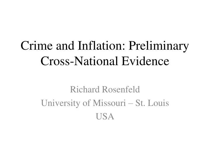 crime and inflation preliminary cross national evidence