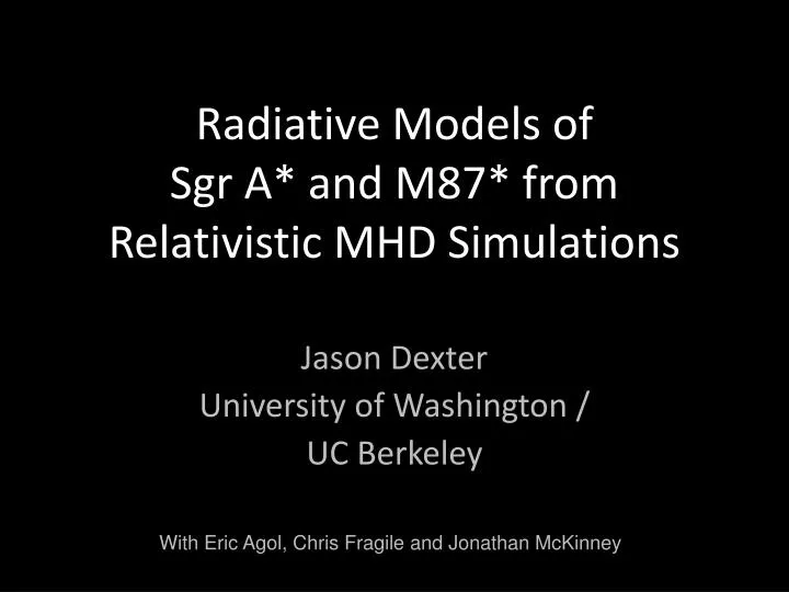 radiative models of sgr a and m87 from relativistic mhd simulations