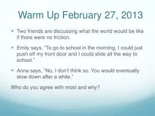 Warm Up February 27, 2013