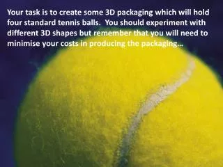 Your task is to create some 3D packaging which will hold