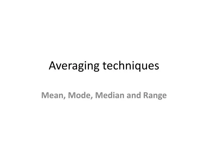 averaging techniques
