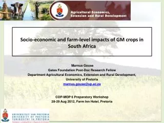 Socio-economic and farm-level impacts of GM crops in South Africa