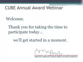 CUBE Annual Award Webinar