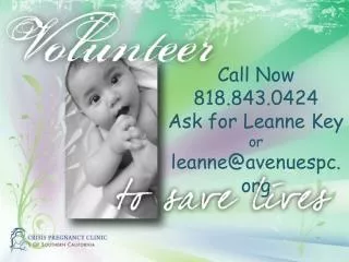 Call Now 818.843.0424 Ask for Leanne Key o r leanne@avenuespc