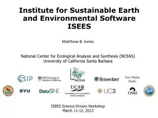 Institute for Sustainable Earth and Environmental Software ISEES