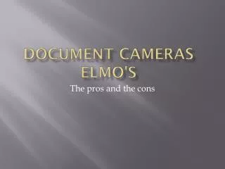 Document Cameras Elmo's