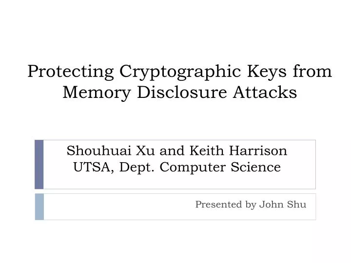 protecting cryptographic keys from memory disclosure attacks