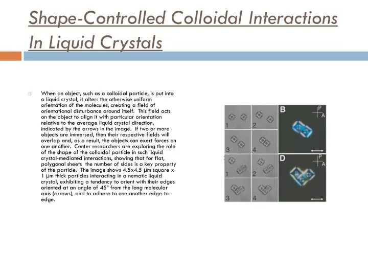 shape controlled colloidal interactions in liquid crystals