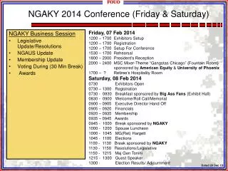 NGAKY 2014 Conference (Friday &amp; Saturday)