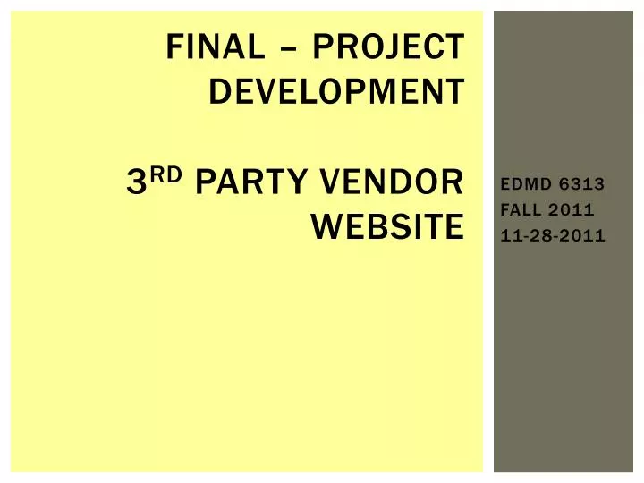 final project development 3 rd party vendor website