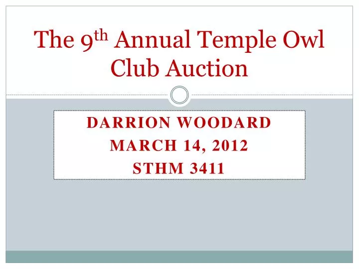 the 9 th annual temple owl club auction