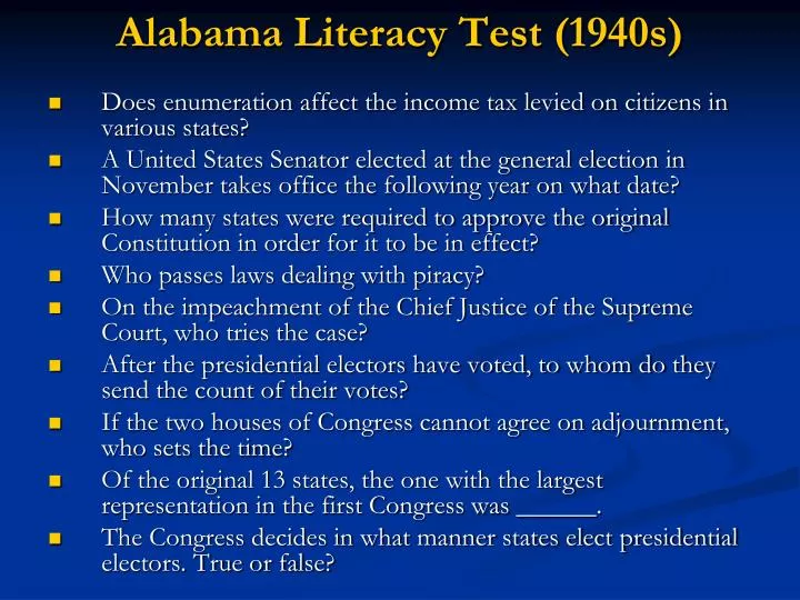 alabama literacy test 1940s