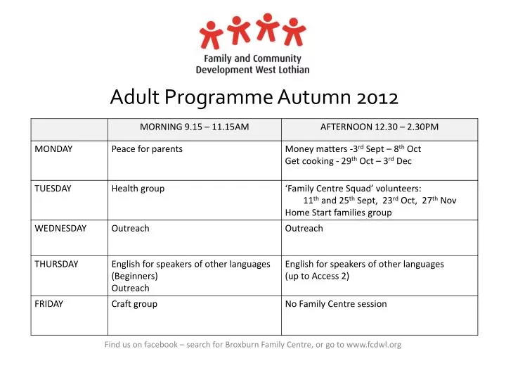 adult programme autumn 2012