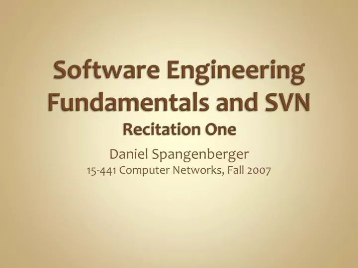 software engineering fundamentals and svn recitation one