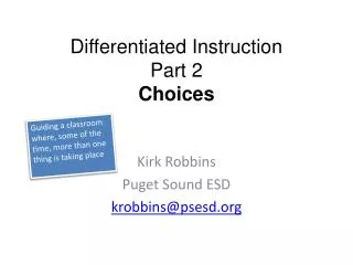 Differentiated Instruction Part 2 Choices
