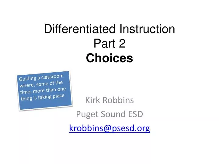 differentiated instruction part 2 choices