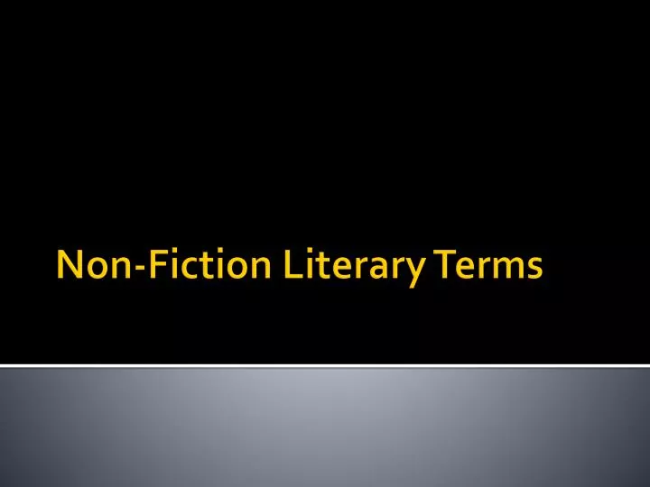 non fiction literary terms