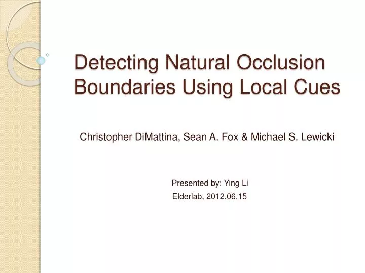 detecting natural occlusion boundaries using local cues