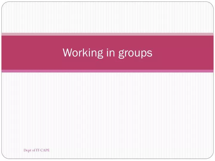 working in groups