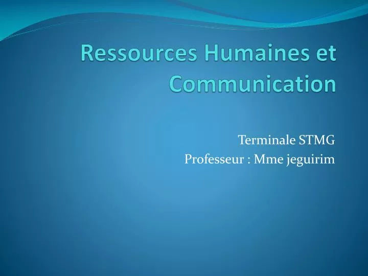 ressources humaines et communication