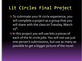Lit Circles Final Project
