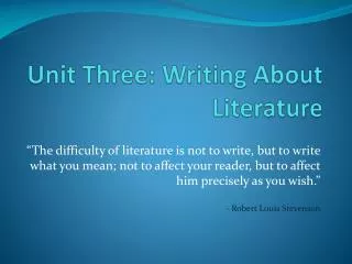 unit three writing about literature