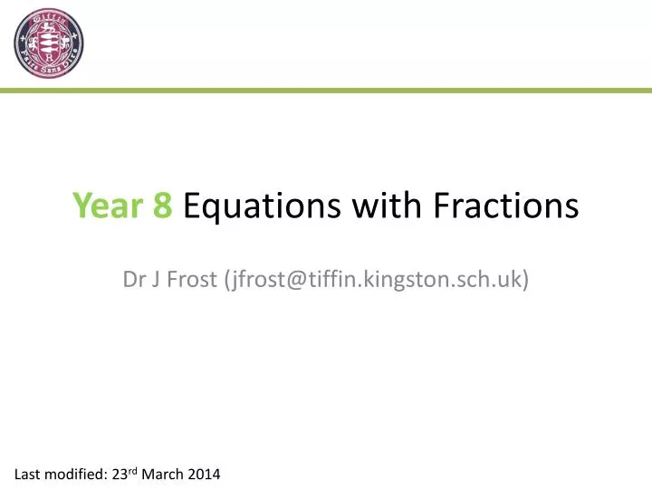 year 8 equations with fractions