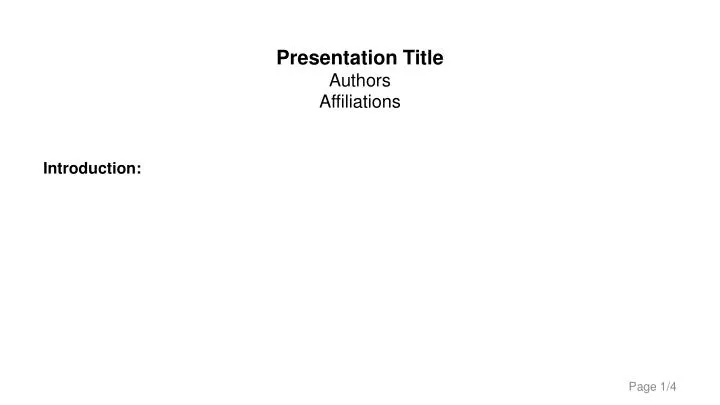 presentation title authors affiliations