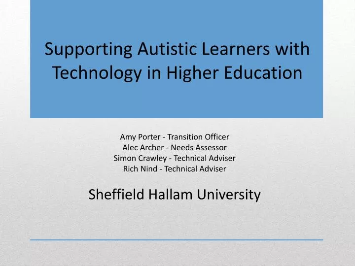 supporting autistic learners with technology in higher education