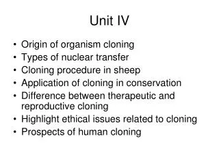 Unit IV