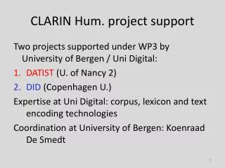 CLARIN Hum. project support