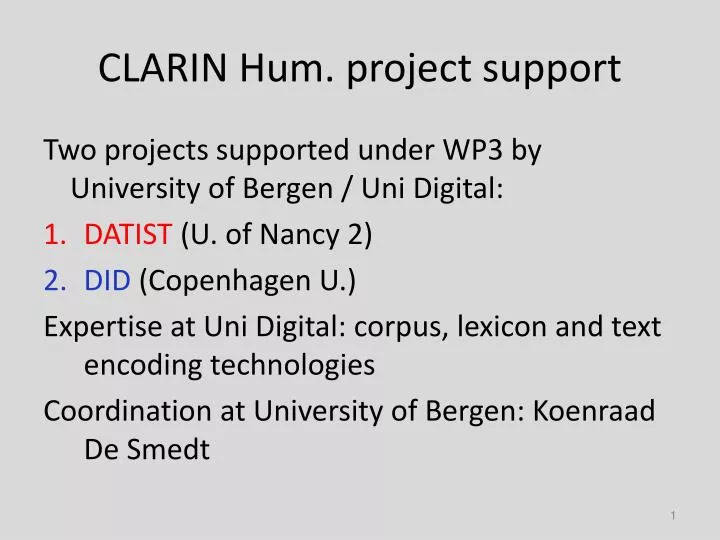 clarin hum project support