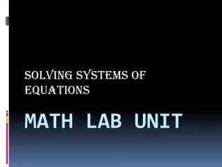 Math Lab unit