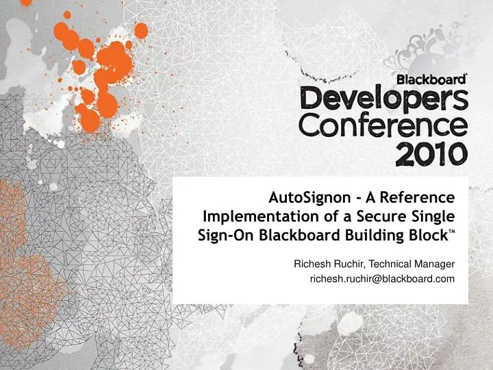 autosignon a reference implementation of a secure single sign on blackboard building block tm