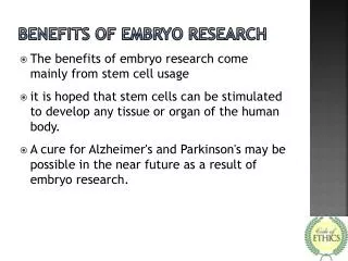 benefits of embryo research