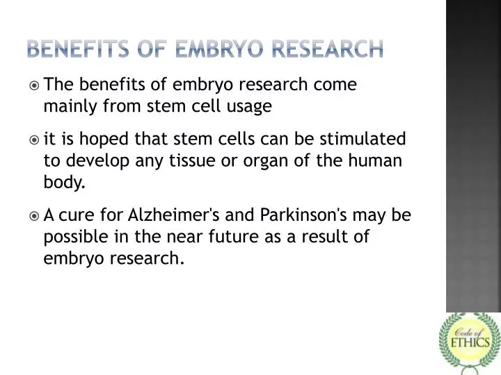 benefits of embryo research