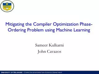 Mitigating the Compiler Optimization Phase-Ordering Problem using Machine Learning