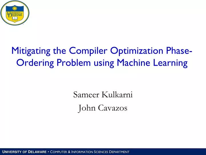 mitigating the compiler optimization phase ordering problem using machine learning