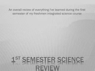 1 st semester Science Review
