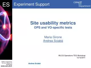 Site usability metrics OPS and VO-specific tests