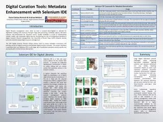 Digital Curation Tools: Metadata Enhancement with Selenium IDE
