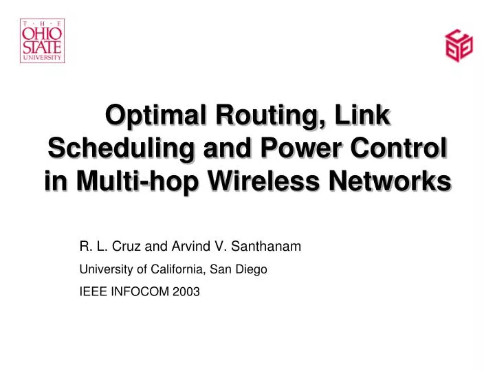 optimal routing link scheduling and power control in multi hop wireless networks