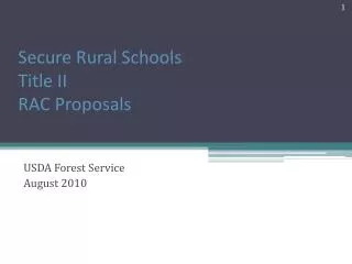Secure Rural Schools Title II RAC Proposals