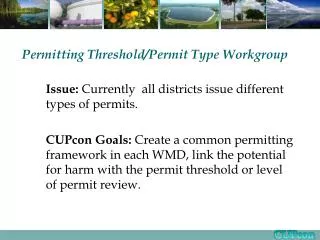 Permitting Threshold/Permit Type Workgroup