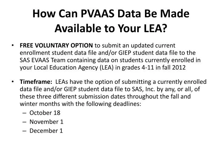 how can pvaas data be made available to your lea