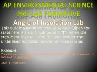 AP Environmental Science Pre-lab formative