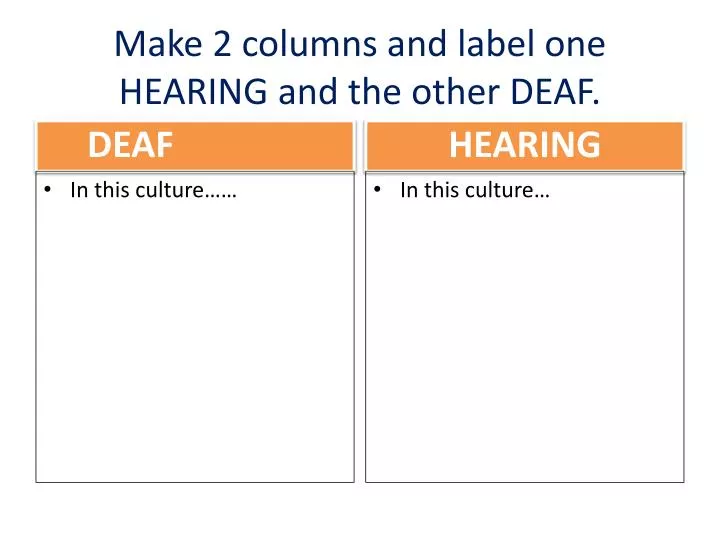 make 2 columns and label one hearing and the other deaf