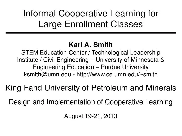 informal cooperative learning for large enrollment classes